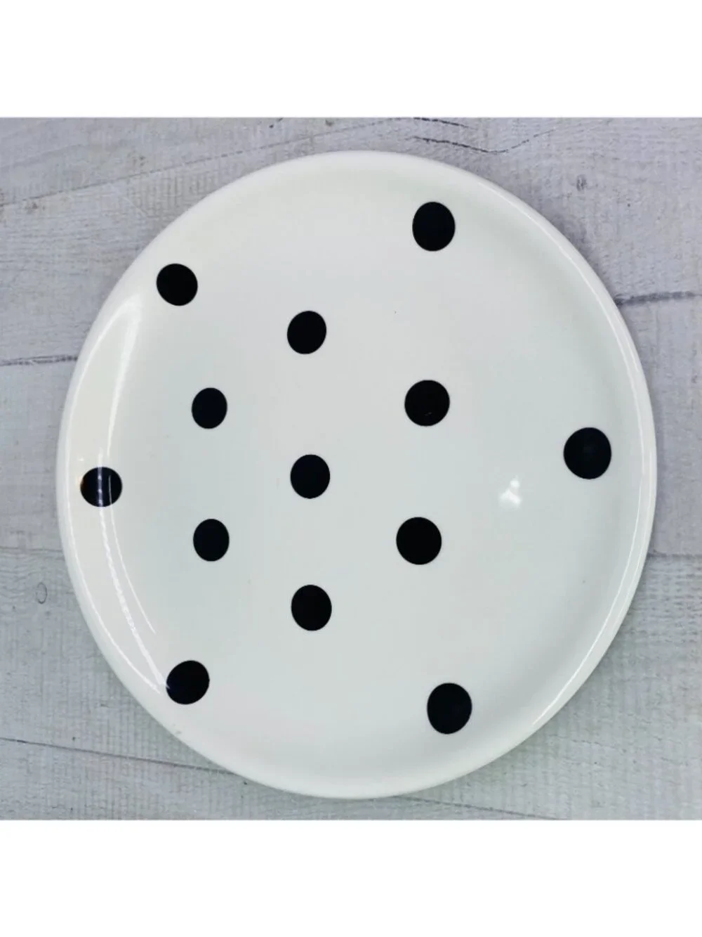 Coastline Imports White Black Polka Dots Earthenware 8